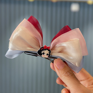 韩国流光纱立体蝴蝶结头饰女孩发夹可爱儿童发饰白雪在逃公主顶夹