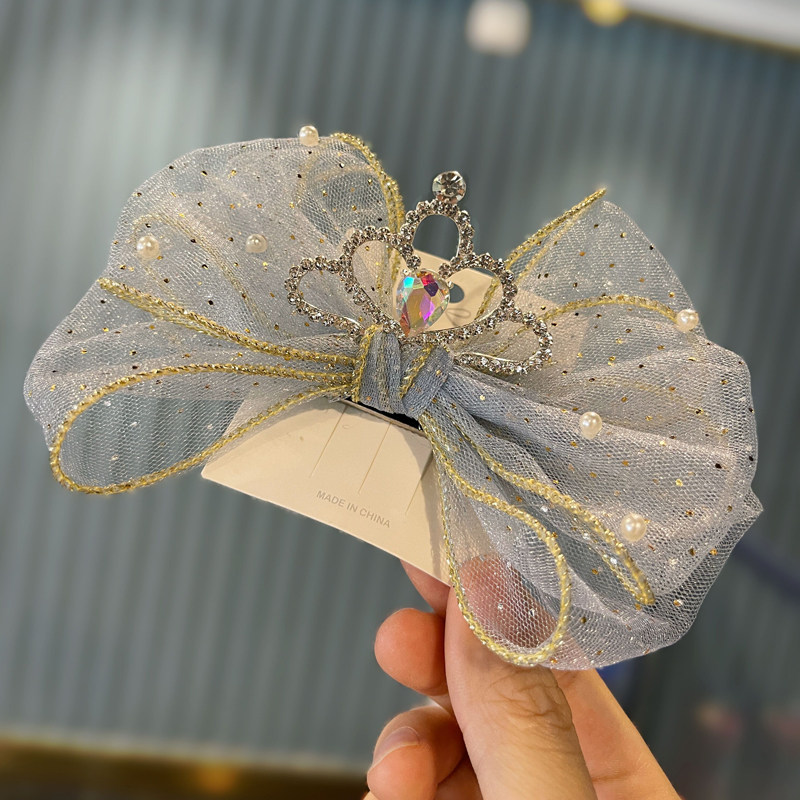 女童韩版立体皇冠蝴蝶结发夹