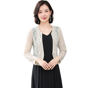 外搭夏季开衫薄款配旗袍裙子2026新款女士春秋蕾丝西装小披肩外套