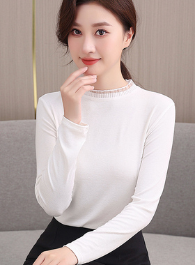 打底衫女2026新款春秋冬内搭洋气半高领针织白色修身长袖上衣加绒