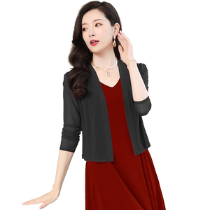 夏季女新款冰丝百搭短款小外搭网纱防晒修身小披肩外套开衫空调衫