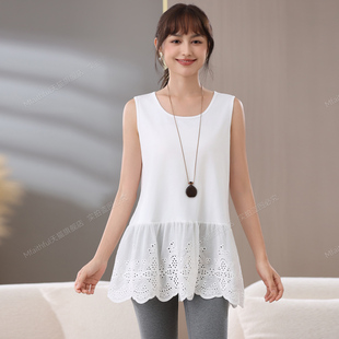 打底背心女内搭秋冬宽松蕾丝长款屁帘下摆遮屁股棉质卫衣叠穿神器