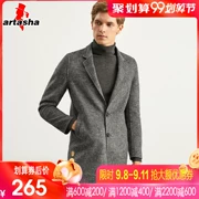 Giải phóng mã bị hỏng Áo khoác Houndstooth của Anh trong phần dài của len hai mặt, áo gió mùa thu và mùa đông Áo khoác mỏng 3486 - Áo len