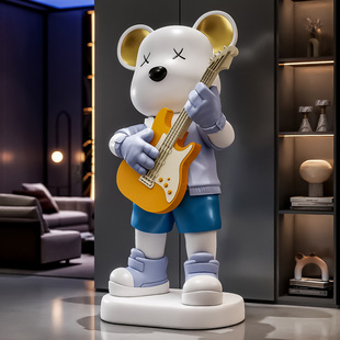 吉他暴力熊摆件大号客厅电视柜大型落地乔迁新居礼品房子搬家礼物