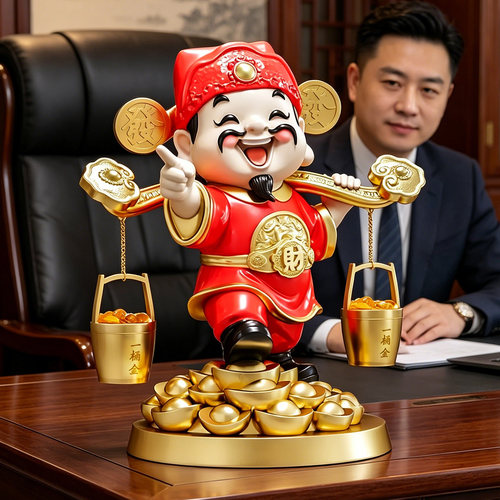 财神爷一桶金招财旺宅摆件