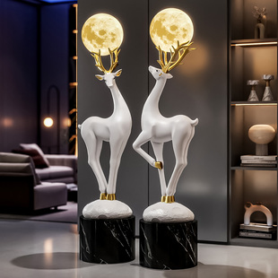 大号鹿摆件客厅玄关大型落地轻奢高级感旺宅寓意好雕塑艺术轻奢风