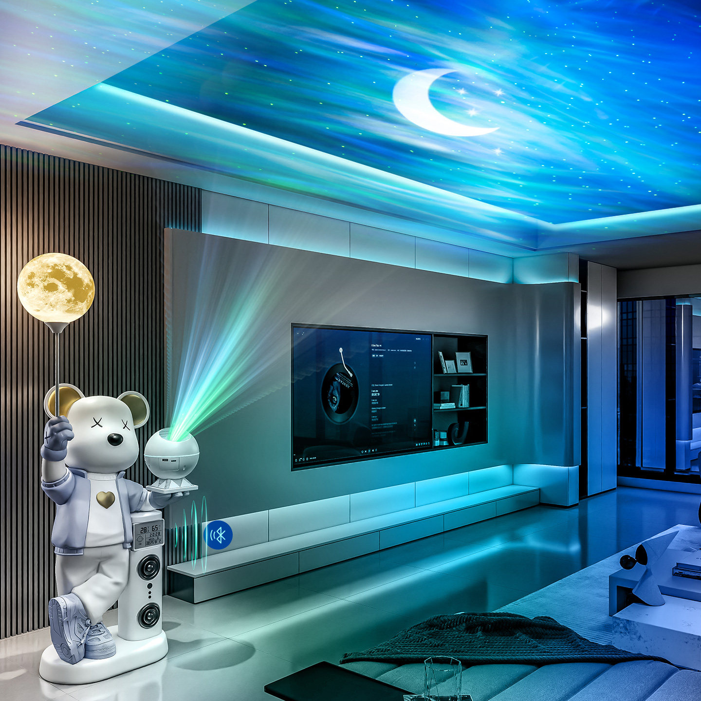 创意网红暴力熊星空灯客厅电视柜大型落地摆件音响存钱罐轻奢高档,家居饰品,落地摆件,淘宝优惠券,粉丝福利购,淘宝优惠卷