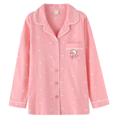 睡衣女中老年人翻领女秋衣大码 秋冬季 睡衣女单件睡衣上衣纯棉长袖