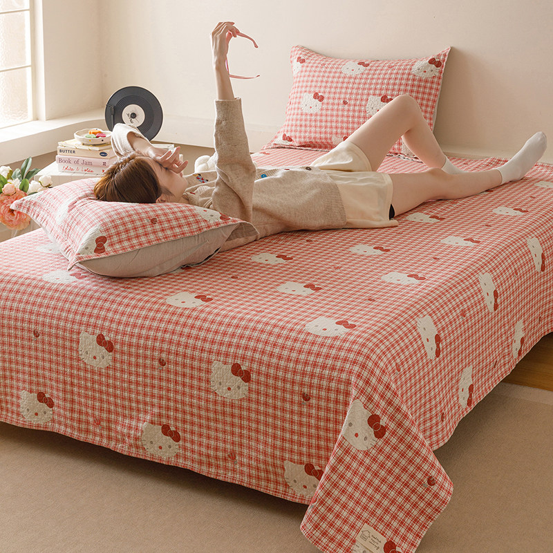 卡通可爱安心棉软床盖三件套四季亲肤全棉纯棉加厚床单榻榻米被单