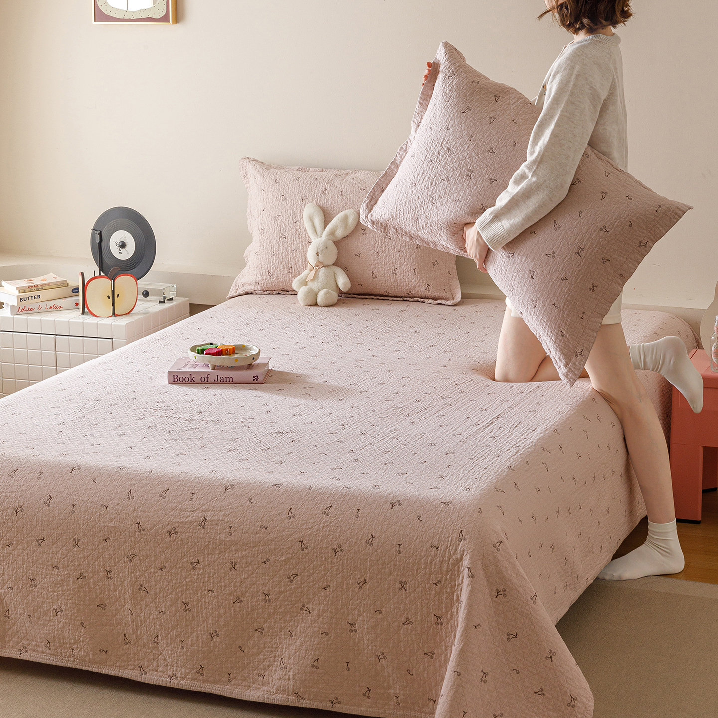 韩式博主风安心棉床盖全棉纯棉四层纱布加厚床单榻榻米被单床罩