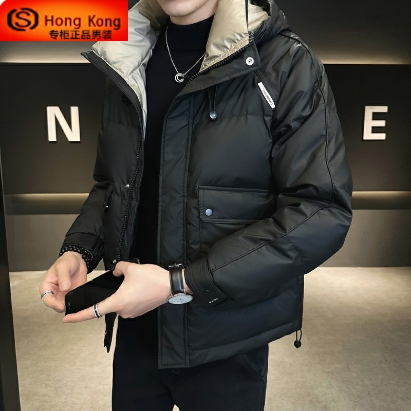 连帽羽绒服男短款潮牌工装痞帅高级感加厚秋冬季2024新款男士外套