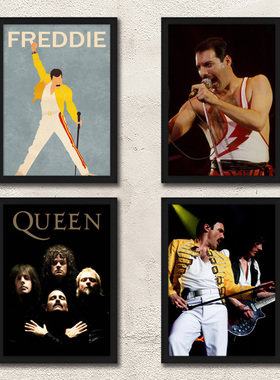 Queen装饰画海报 皇后乐队主唱有框墙画 Freddie Mercury 照片墙