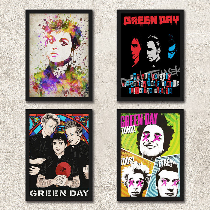 green day 摇滚海报相框画 绿日乐队酒吧琴行家居装饰画照片墙