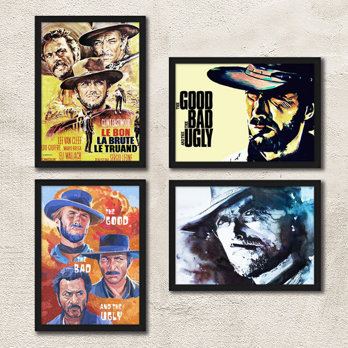 黄金三镖客电影装饰画 伊斯特伍德西部牛仔海报 酒吧餐厅店铺壁画