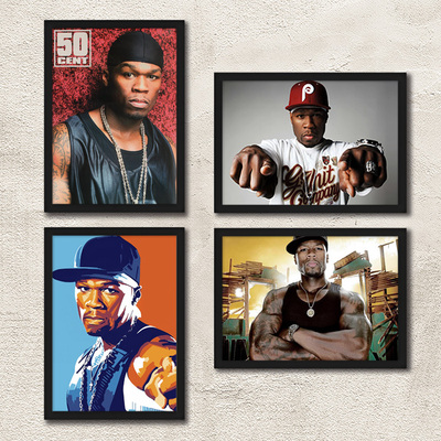 50 cent说唱歌手海报装饰画 50美分欧美hip Rap音乐带框挂墙壁画