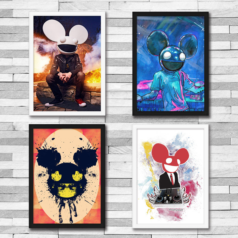 deadmau5海报相框装饰画 deadmau5老鼠卡通风格酒吧家居艺术墙画