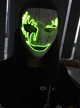 明星演唱会魔术师cos表演el面罩网红LED发光面具抖音同款蹦迪道具
