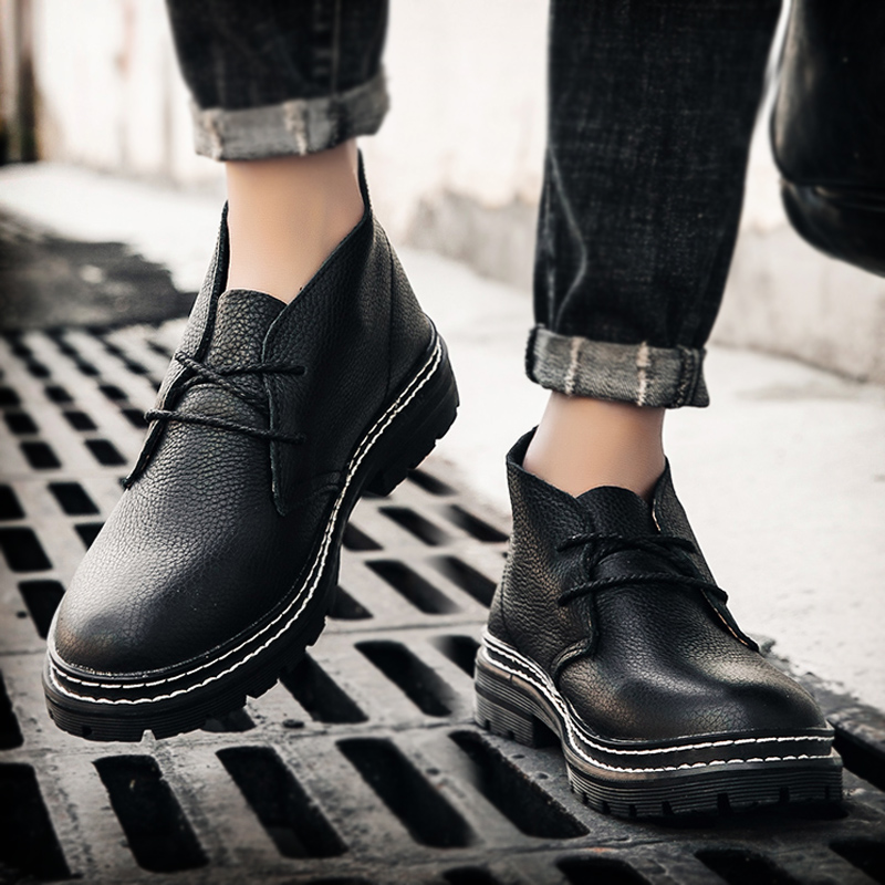 头层牛皮48大码真皮靴