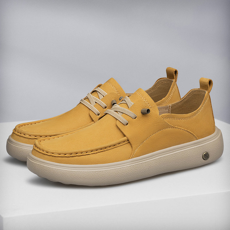 头层牛皮男鞋春秋百搭厚底休闲鞋45大码复古真皮免系带男士一脚蹬,流行男鞋,休闲皮鞋,淘宝优惠券,粉丝福利购,淘宝优惠卷