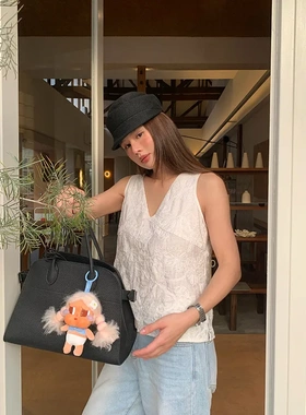 26夏法式棉质刺绣舒适简约内搭气质显瘦V领背心短款无袖上衣C8601