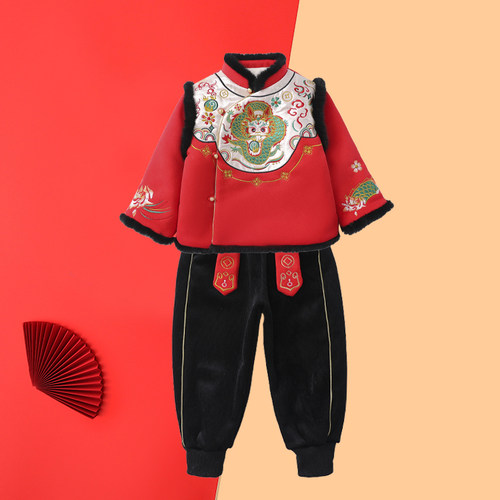 054【高货清仓】男童新年童装拜年服中国风加厚加绒2025过年唐装