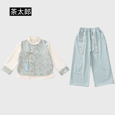 284男童汉服套装儿童新中式唐装表演服幼儿园演出服冬季加绒两件