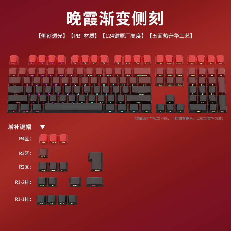 黑吉蛇侧刻渐变键帽PBT热升华图片