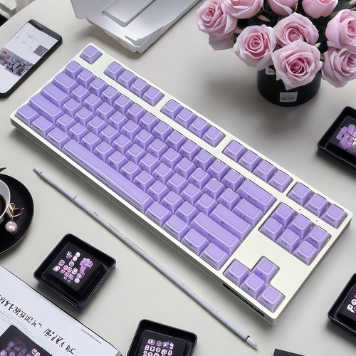 水晶果冻键帽侧刻PC紫色OEM高度