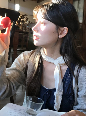 法式复古蕾丝丝巾女白色花边系脖高级感飘带领巾腰间配饰少女心潮