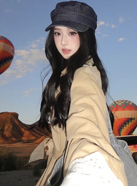 小众设计贝雷帽女春秋新款复古格纹毛呢帽旅游百搭显脸小画家帽子