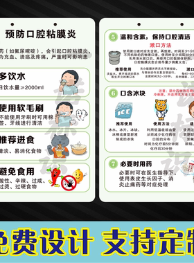 医院诊所预防口腔粘膜炎温馨提示挂牌预防注意事项警示牌支持定制