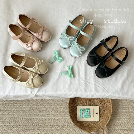 2025春夏新款韩版女童优雅芭蕾舞单鞋女孩洋气软底百搭气质小皮鞋