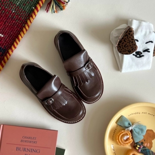 2026春季新款意大利手工皮鞋Eureka同款儿童复古流苏乐福鞋单鞋