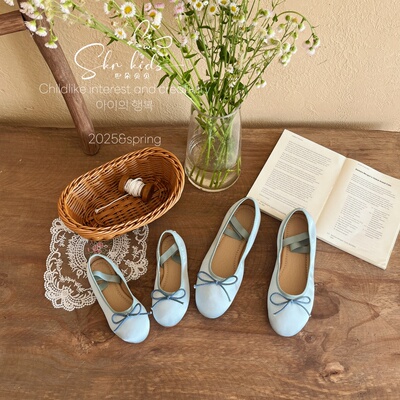 韩国ins博主法式绸缎女童单鞋