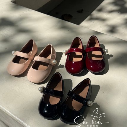女童公主鞋儿童珍珠玛丽珍牛皮单鞋韩国童鞋珍珠软底皮鞋2026春季