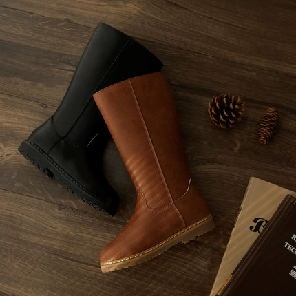 2025新款儿童软底真皮西部骑士靴秋冬女童手工高筒马丁长战靴