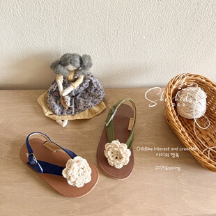子人字拖鞋 女童编织花夹脚凉鞋 鞋 女宝宝洋气个性 2026夏季 pepe同款