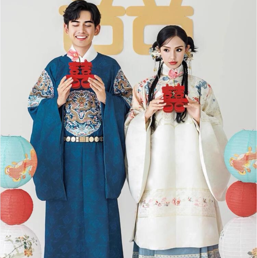 情侣新中式古风拍照服装影楼男女主题明制古装汉服旅拍写真照礼服