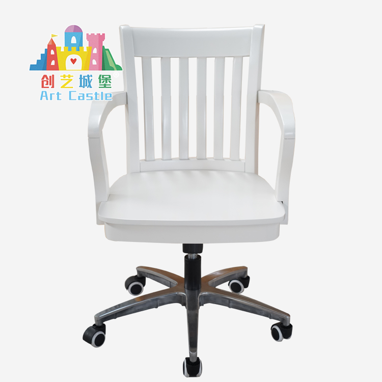 创艺城堡定制实木儿童电脑椅简约白色转椅配套电竞椅子创意座椅子