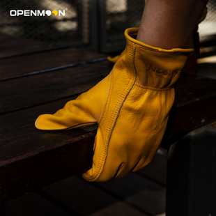 OPENMOON 电影剧组工作手套 黑色牛皮手套 灯光师手套