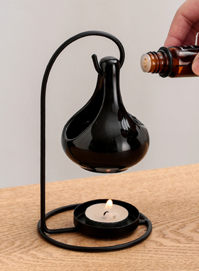 青司局创意铁艺黑色吊炉家用室内美容院摆件蜡烛香薰炉灯精油炉灯