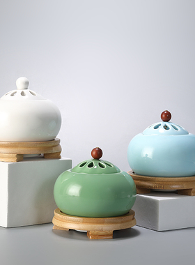 定时调温香薰炉精油灯陶瓷插电子檀香炉沉香家用香薰灯木屑粉盖子