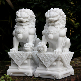 石雕狮子大门口石狮子一对小号家用门庭小摆件家居客厅装饰工艺品