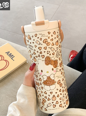 hellokitty保温杯女生大容量水杯女带吸管茶仓高颜值陶瓷内胆杯子