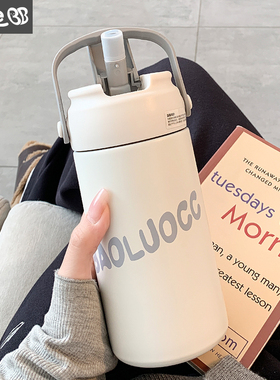 简约保温杯女新款2025吸管茶仓水杯办公室泡茶高颜值便携学生杯子