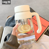 简约大容量玻璃水杯女新款 2025带把女士办公室泡茶水分离杯子男生