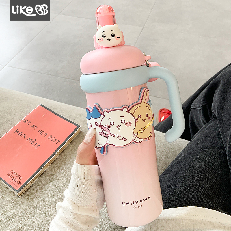 吉伊卡哇保温杯女生大容量水杯新款2025高颜值巨无霸吸管冰霸杯子
