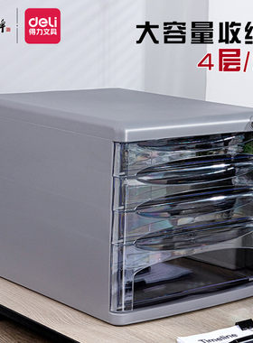 得力塑料桌面文件柜抽屉式