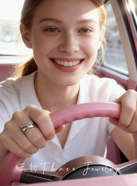 三物THREE~S925纯银交叉线条戒指女优雅小众高级感做旧开口指环