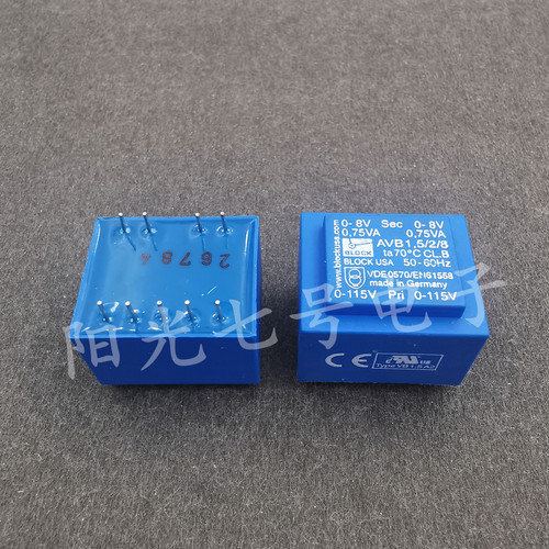 德国产 BLOCK AVB1.5/2/8 2x115V转2x8V 电源变压器